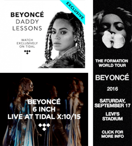 Anúncios em banner da Beyoncé