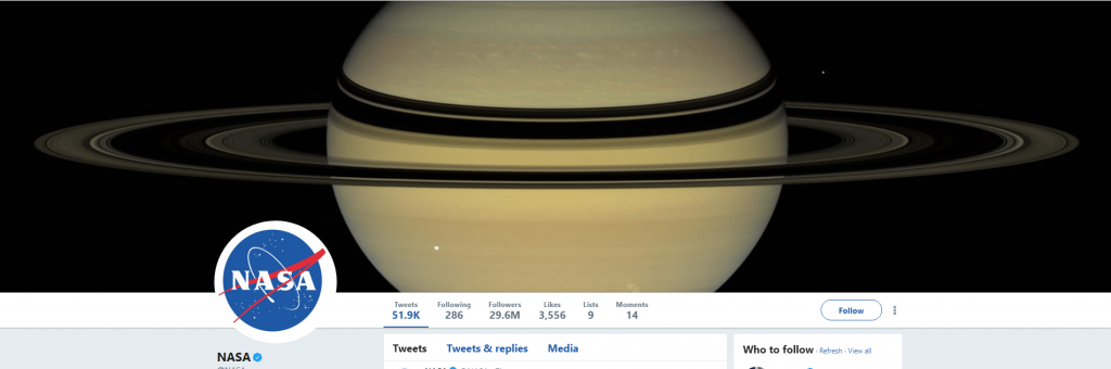 Twitter header Nasa