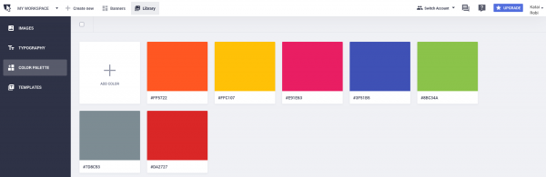 upload colors in mood board creator